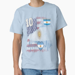Argentina Jersey Heartbeat Argentina Soccer 10 Football Fan from USA Classic T-Shirt