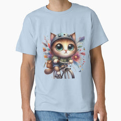 Cat Riding A Bicycle Cute Cat Artworks Classic T-Shirt