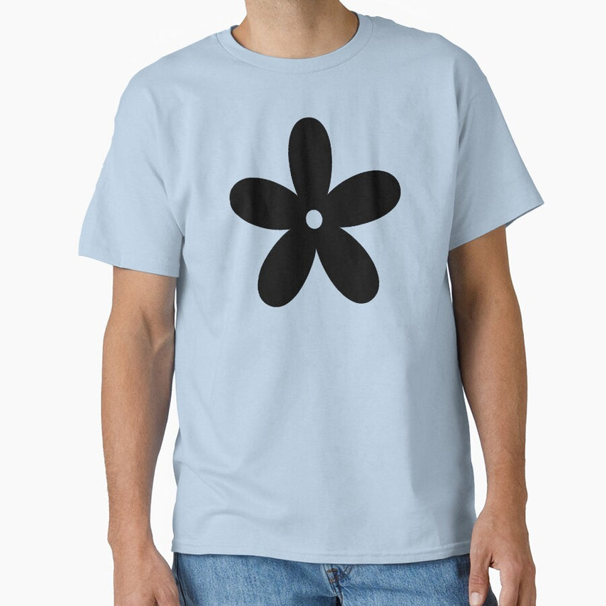 Neon Blue Retro Flower Pattern Classic T-Shirt
