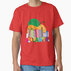 Atlanta Skyline Peach Dogwood Colorful Text Illustration Classic T Shirt