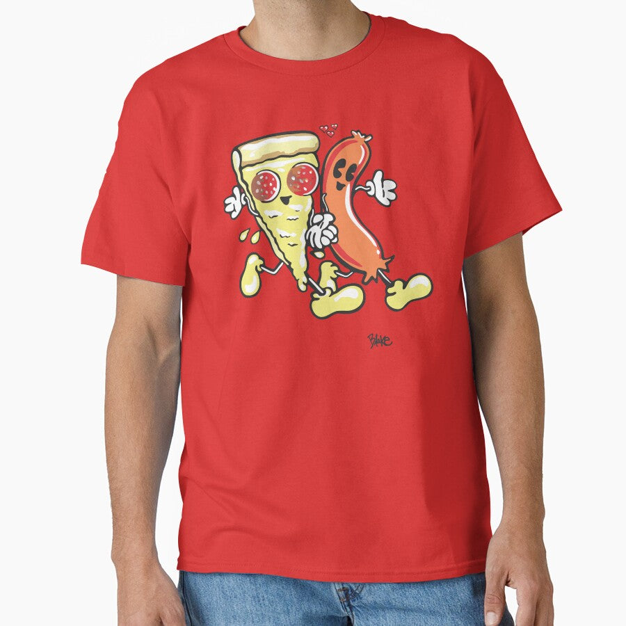 Pizza loves Hotdog Classic T-Shirt