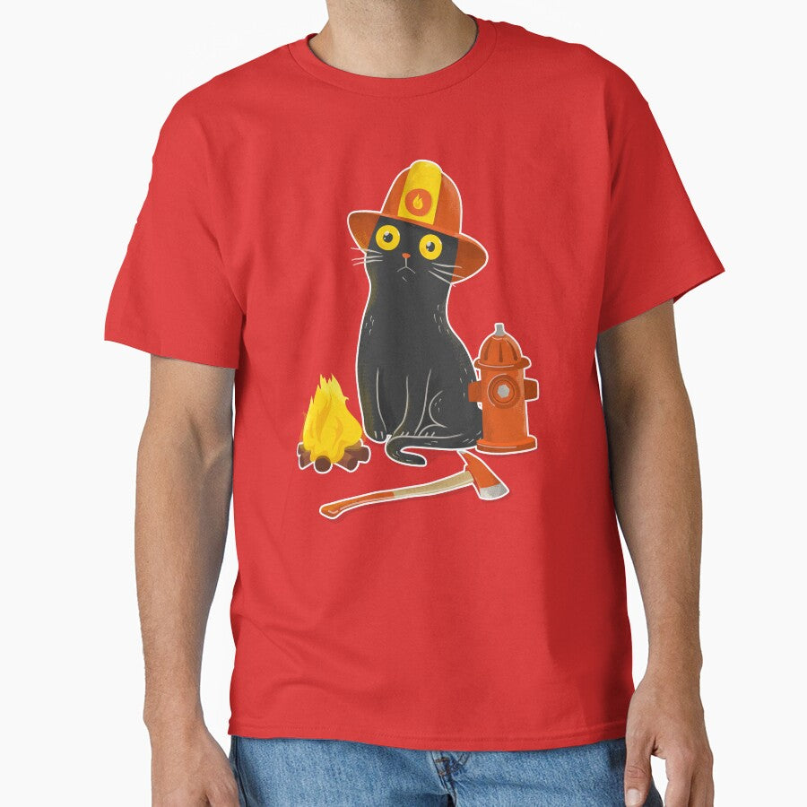 Intense Gaze Firefighter Cat Classic T-Shirt