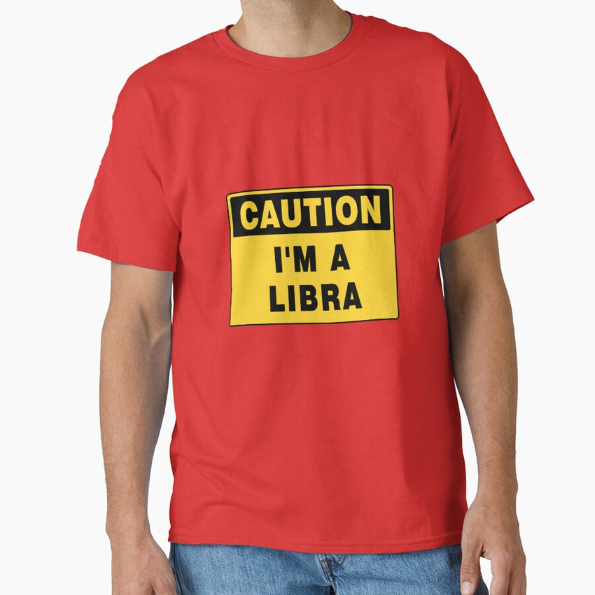 CAUTION IM A LIBRA, Yellow and Black Sign Classic T-Shirt
