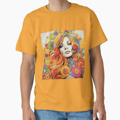 Psychedelic 1970s Woman Flower Power Classic T-Shirt