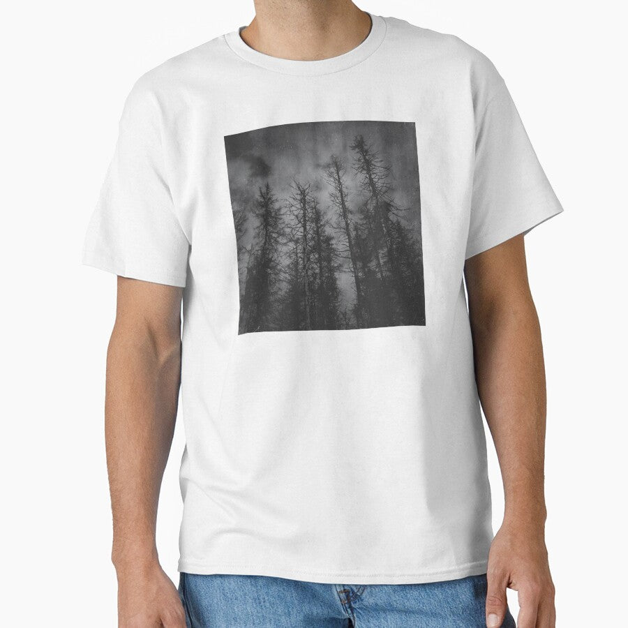 Transmission Vintage Mountains Moody Forest With Dead Souls Cascadia Trees Covered In Magic Moonlight Fog Classic T Shirt