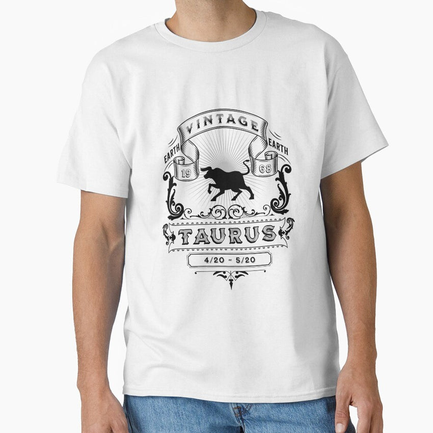 The Zodiac Sign of Taurus Black and White 1968 Classic T-Shirt