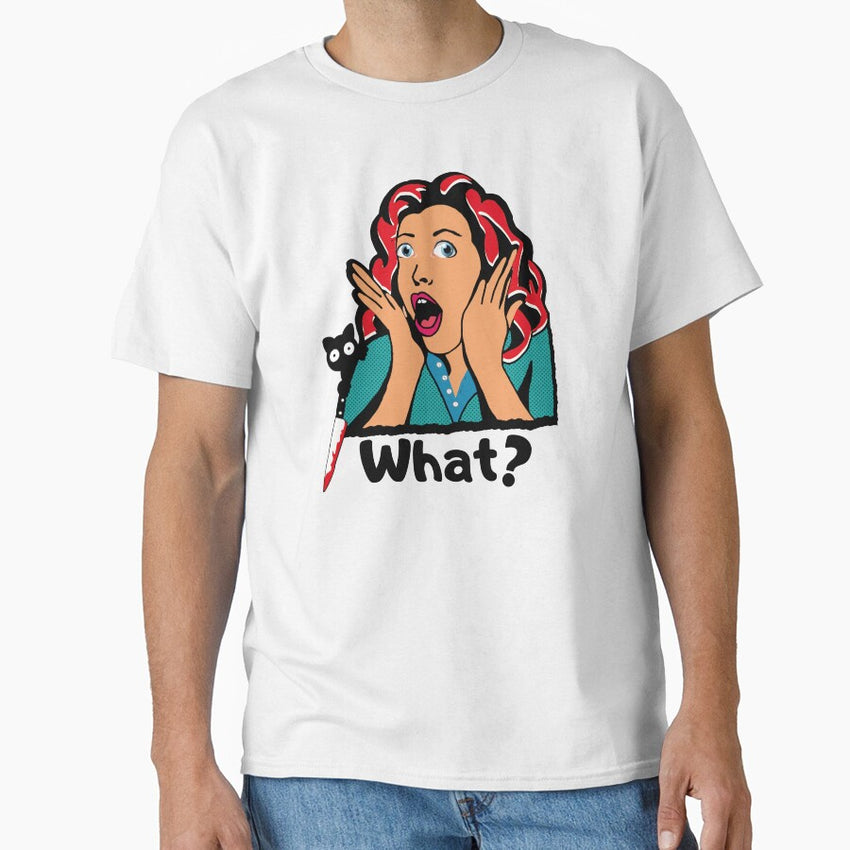 black cat, What? knife mom shock expression oh no funny Classic T-Shirt