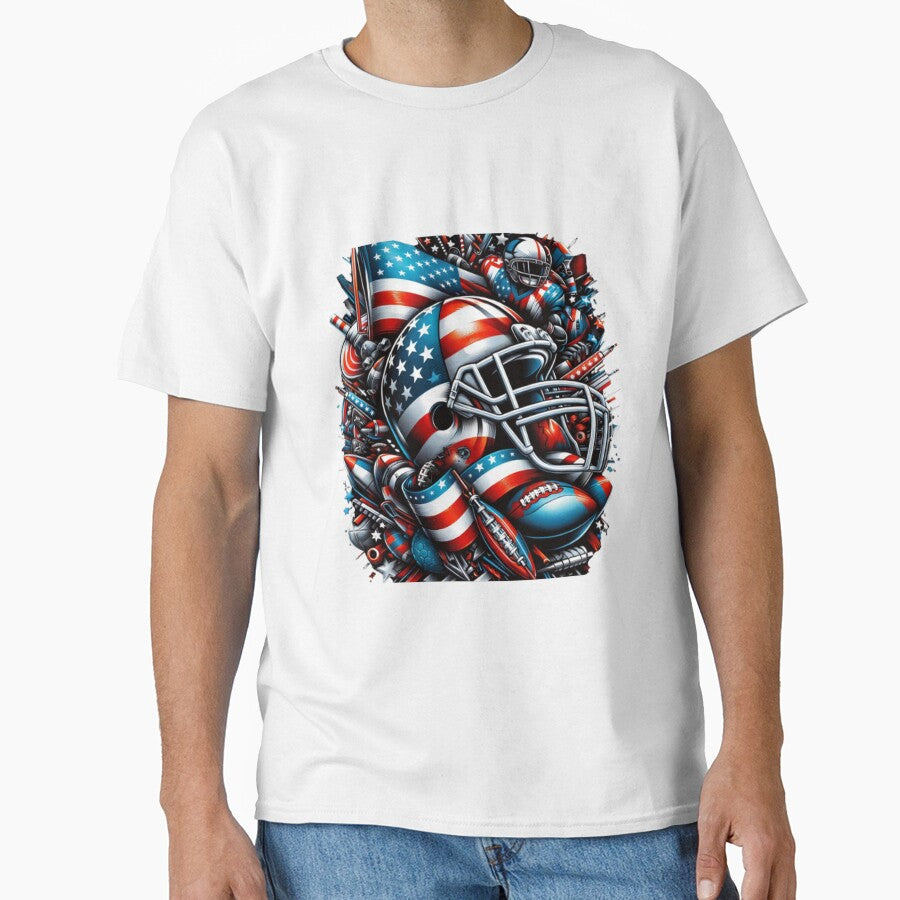 American football fantasy design honoring the American flag Classic T-Shirt