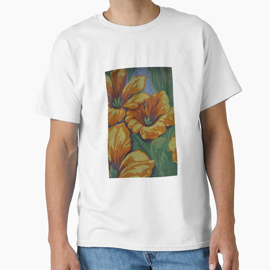 Retro orange flower mural Classic T-Shirt