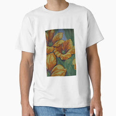 Retro orange flower mural Classic T-Shirt