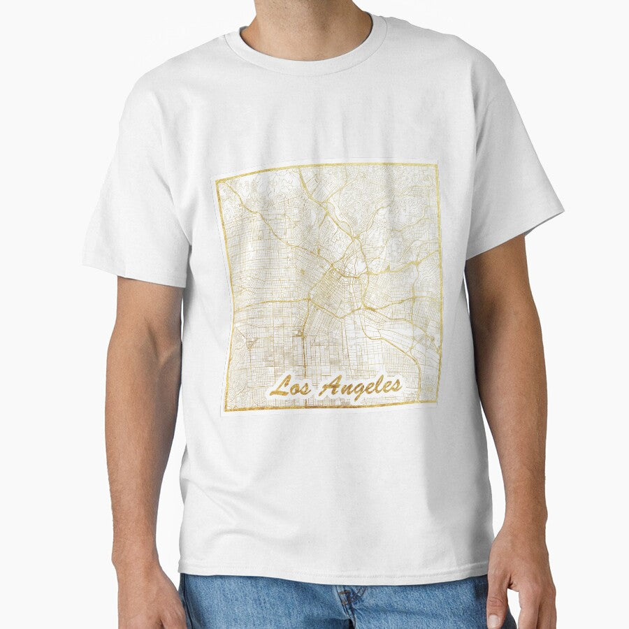 Los Angeles Map Gold Classic T-Shirt