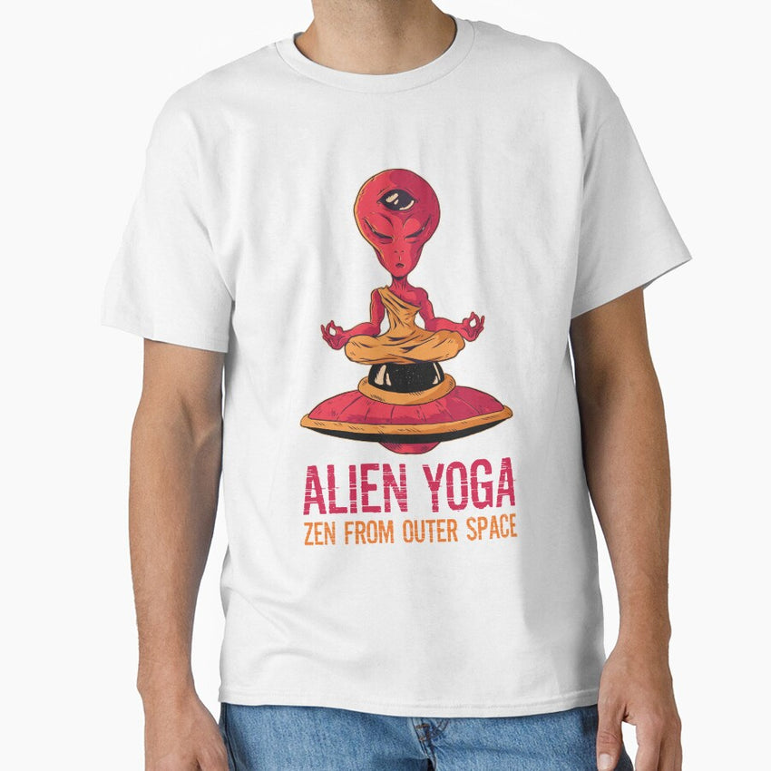Alien Yoga Zen From Outer Space Meditation Funny Yoga Fitness Classic T Shirt