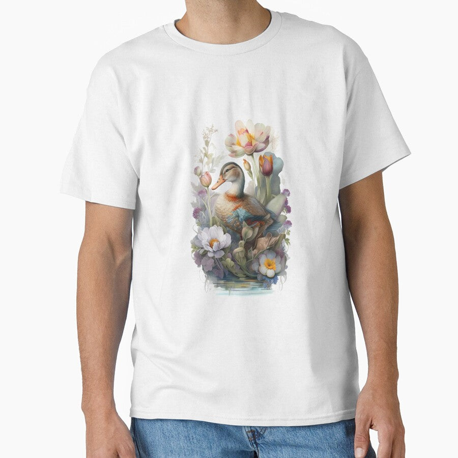 Duck With Flowers Classic T Shirt