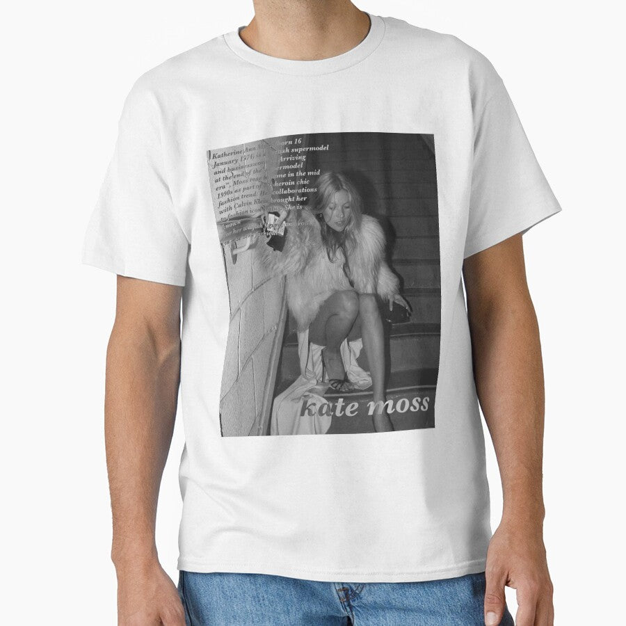 Kate Moss Black And White Classic T Shirt