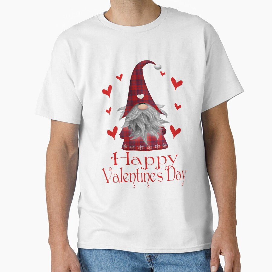 Happy Valentines Day Gnome Plaid T Shirt And Accessories Cute Heart Gifts Cute Garden Gnome Valentine Shirt Classic T Shirt