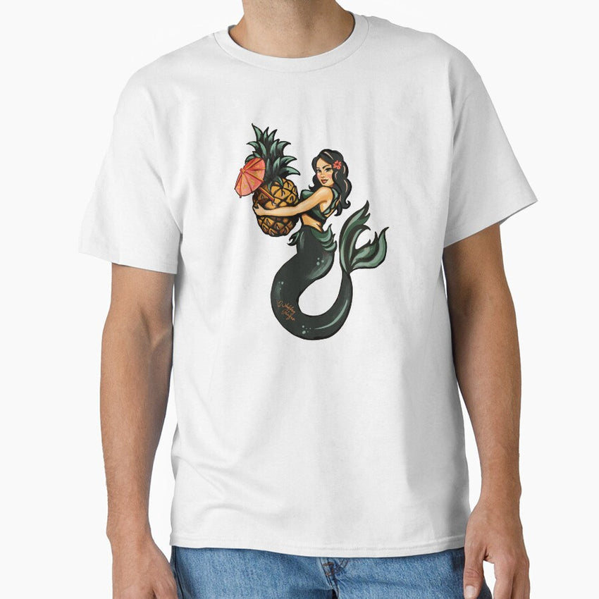 A Cute Retro-Style Tropical Mermaid With A Pineapple Classic T-Shirt