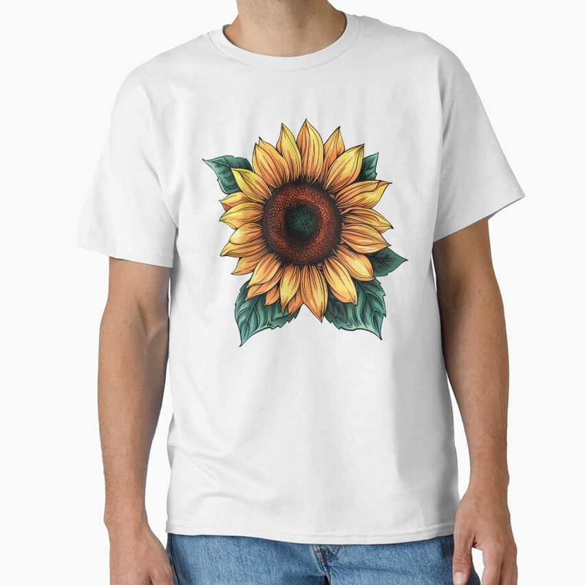 Retro Sunflower on White Background Classic T-Shirt