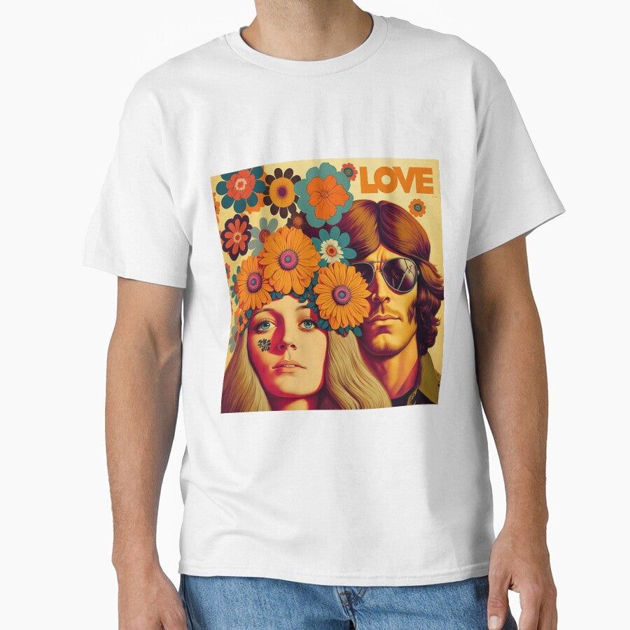 1970S Flower Power Couple Classic T Shirt
