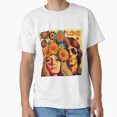 1970S Flower Power Couple Classic T Shirt