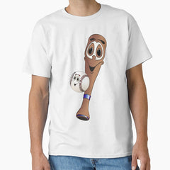 Baseball and Baseball Bat Cartoon Classic T-Shirt