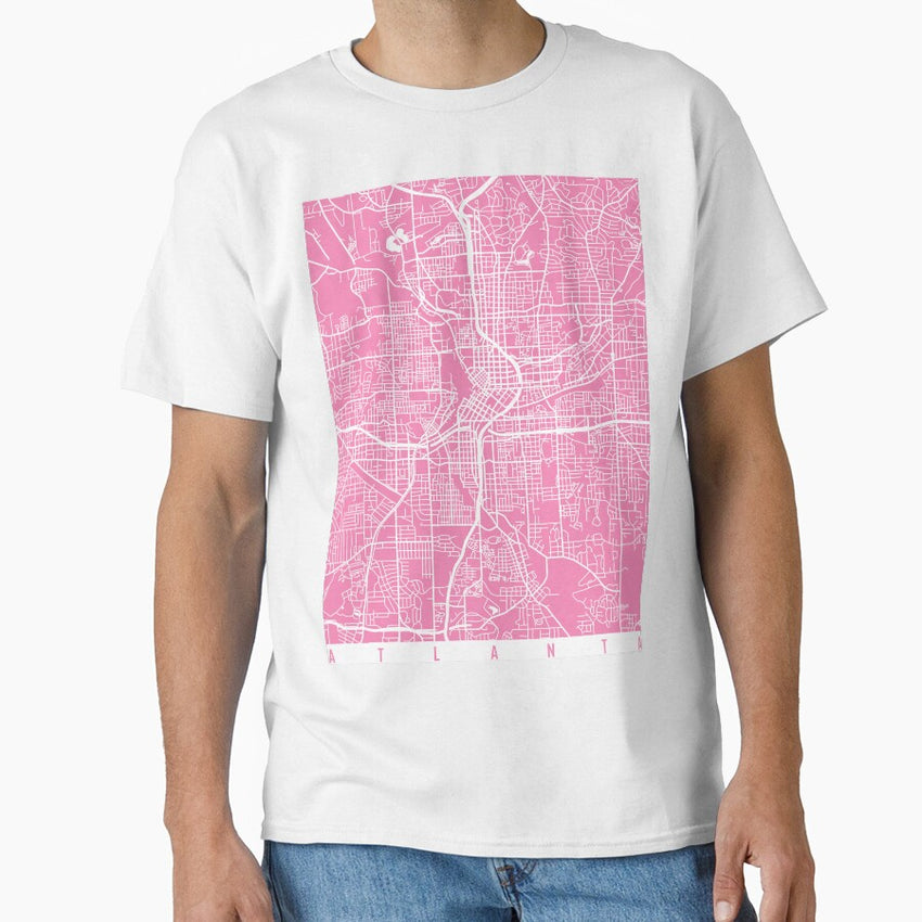 Atlanta map Georgia pink Classic T-Shirt