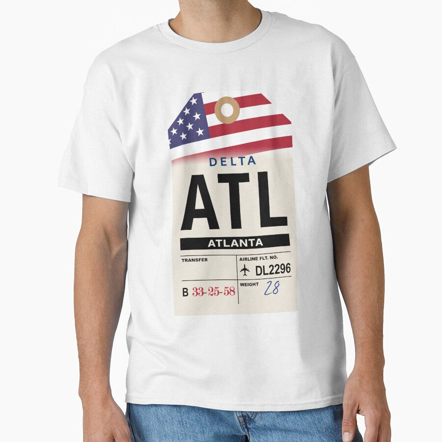 Atlanta Atl Georgia Airline Luggage Tag Classic T Shirt