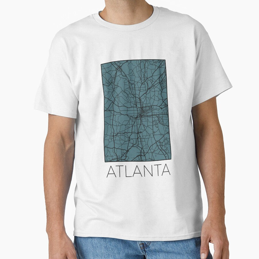 Atlanta Street Map Black and Blue Classic T-Shirt