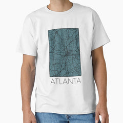 Atlanta Street Map Black and Blue Classic T-Shirt