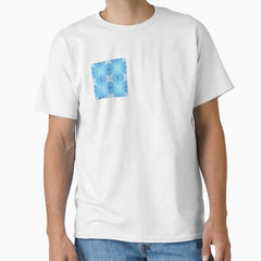 Retro blue geometric flower circles Classic T-Shirt