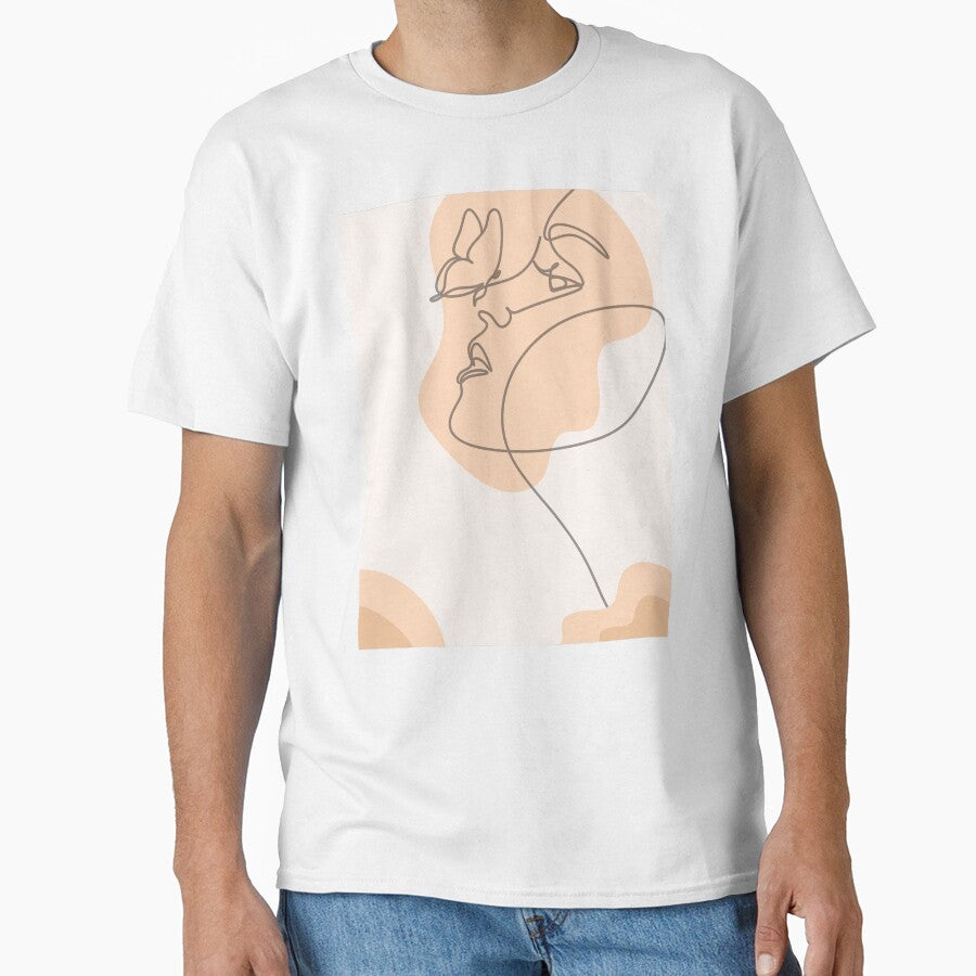 Ancient Greece Aesthetic Abstract Line Art Minimalistic One Line Drawing Classic T Shirt