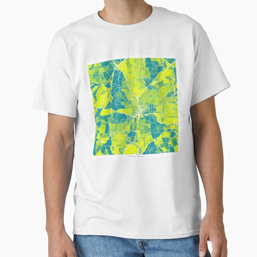 Atlanta Georgia City Map - Green-Yellow Duotone Classic T-Shirt