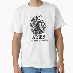 Aries Zodiac The Fire Starter Minimalist Astrology Sign Classic T Shirt