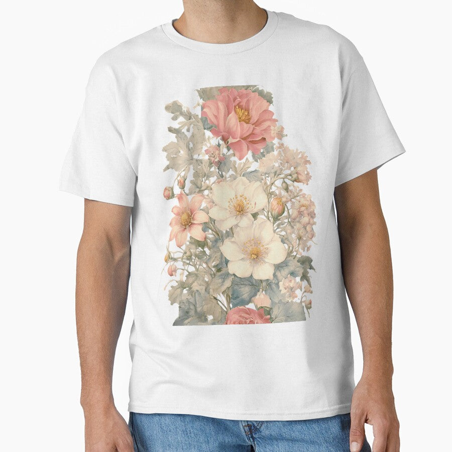 Vintage flower, gorgeous shabby chic rbf2, beige Classic T-Shirt