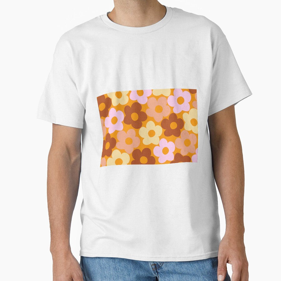 Retro Fall Daisies #3 #floral #retro #decor #art Classic T-Shirt
