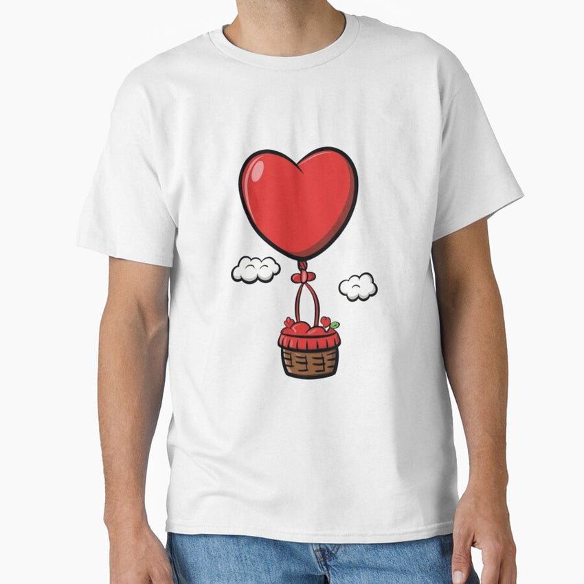 A Red Heart Balloon Floating In Sky Classic T Shirt
