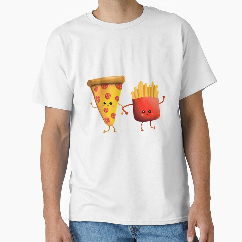 Cute pizza and fries design Classic T-Shirt