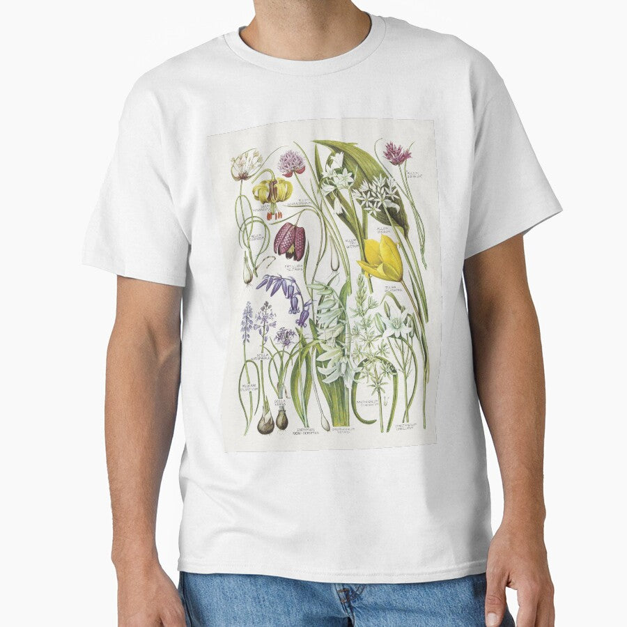 Flowers Botanical Antique Poster Classic T-Shirt