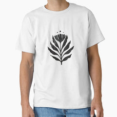 Retro flower illustration black Classic T-Shirt