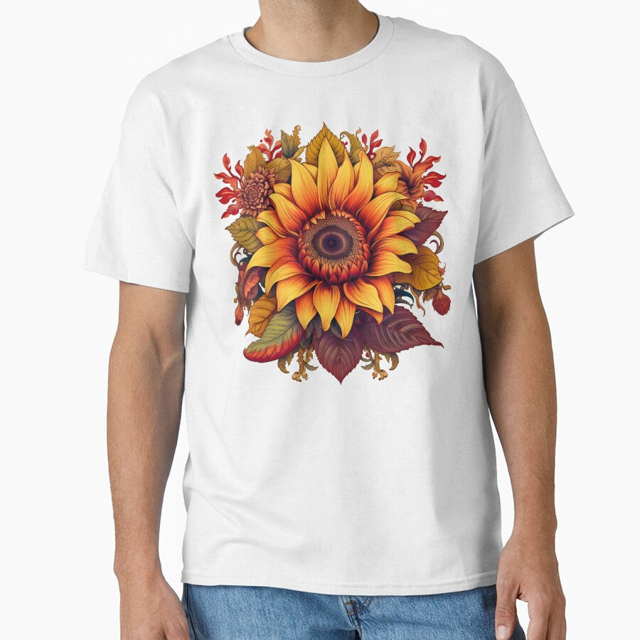 Vintage Sunflower Digital Illustration Classic T-Shirt