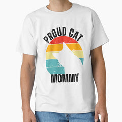 Proud Cat Mommy Retro Sunset Design | Perfect Gift for Cat Moms Classic T-Shirt