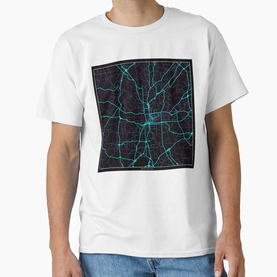 Atlanta Georgia City Map - Neon Fantasy Classic T-Shirt