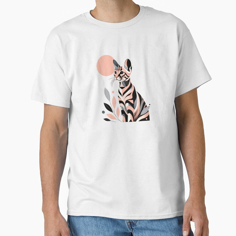 Abstract Floral Toyger Cat Classic T-Shirt