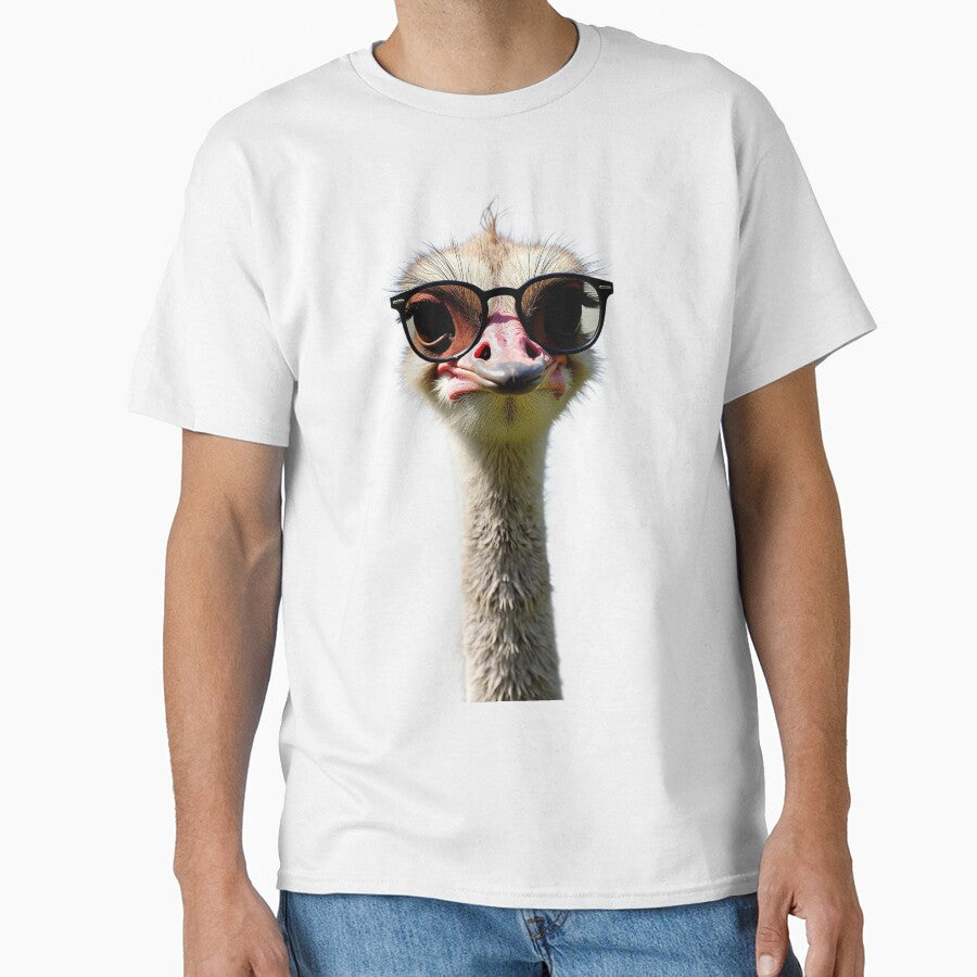 Funny Cool Ostrich Wearing Sunglasses Classic T Shirt