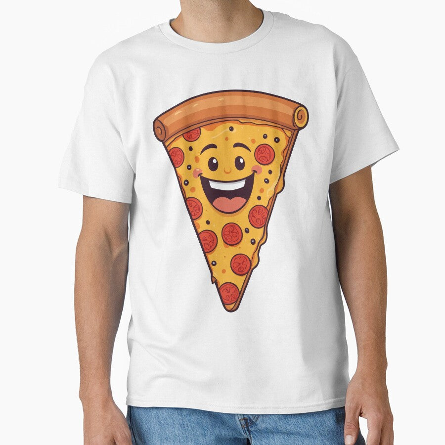 Joyful Slice: A Cheerful Pepperoni Pizza Cartoo Classic T-Shirt