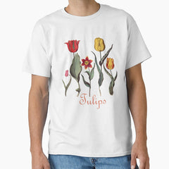 Vintage Red and Yellow Tulip Flowers Classic T-Shirt