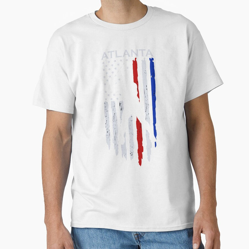Atlanta Baseball American Flag Distressed Design Classic T-Shirt