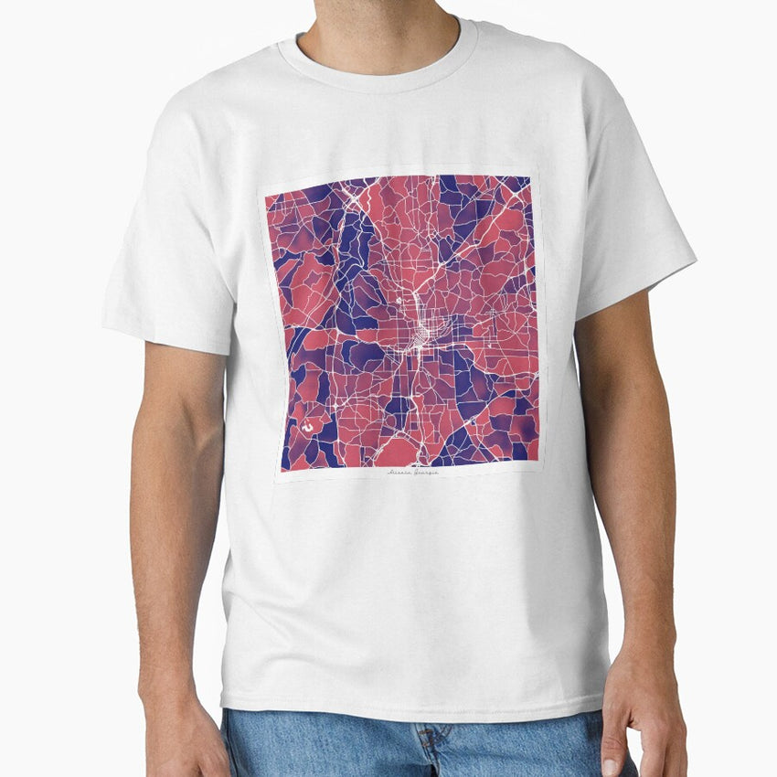 Atlanta Georgia City Map - Red-Blue Duotone Classic T-Shirt