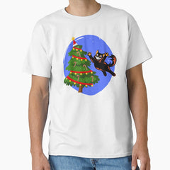 Cute Cat and Christmas Tree Classic T-Shirt