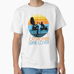 Cat Mother Wine Lover - Sunset Classic T-Shirt