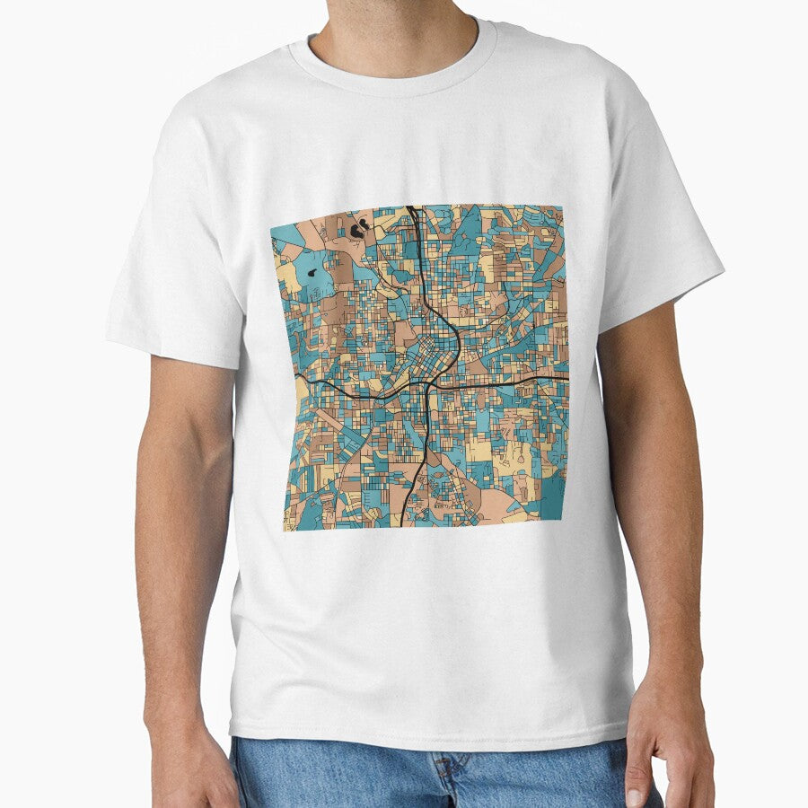 Atlanta Map Pattern in Mid Century Pastel Classic T-Shirt